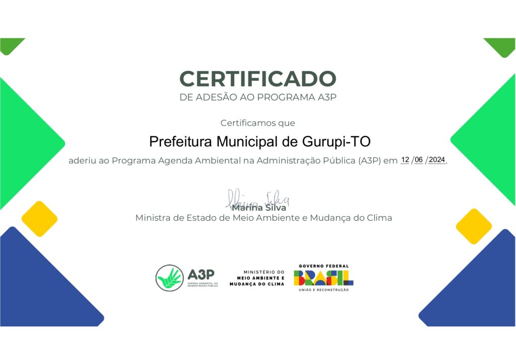 Gurupi adere ao Programa Agenda A3P do Ministério do Meio Ambiente