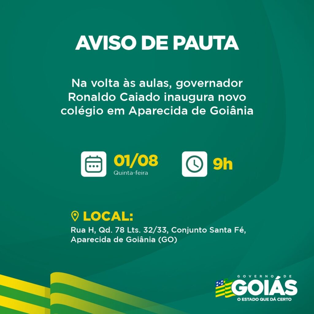 Na volta às aulas, Caiado inaugura novo colégio em Aparecida de Goiânia