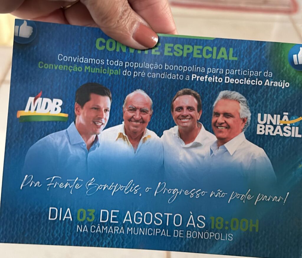 Convenção vai confirmar candidatura de Dioclécio Araújo à reeleição em Bonópolis-GO