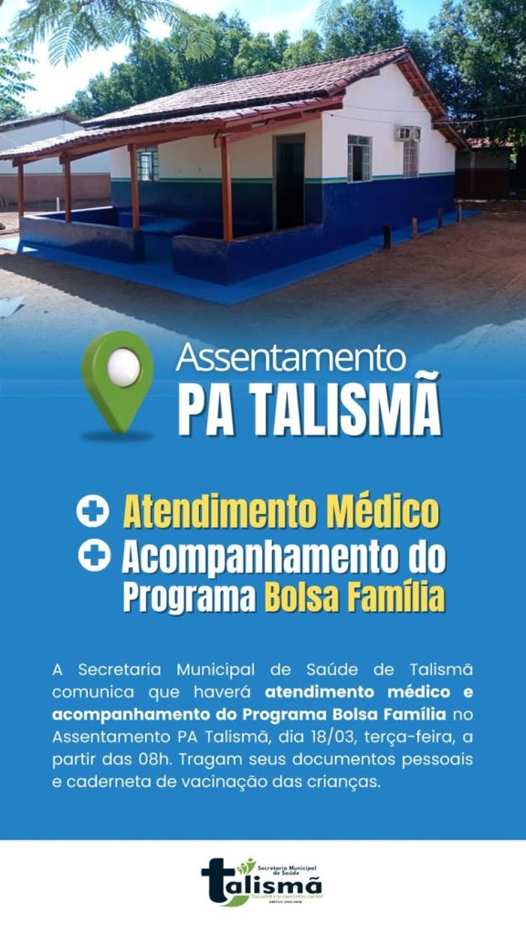 Talismã promove atendimento médico e acompanhamento do Bolsa Família no PA Talismã Talismã promove atendimento médico e acompanhamento do Bolsa Família no PA Talismã