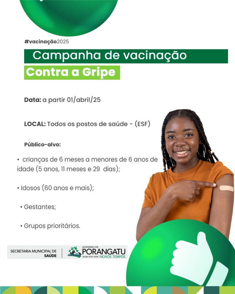 Prefeitura de Porangatu lança campanha de vacinação contra a gripe 2025