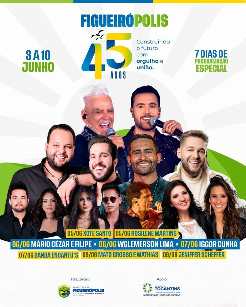 Prefeitura de Figueirópolis prepara semana de festividades pelos 45 anos do município