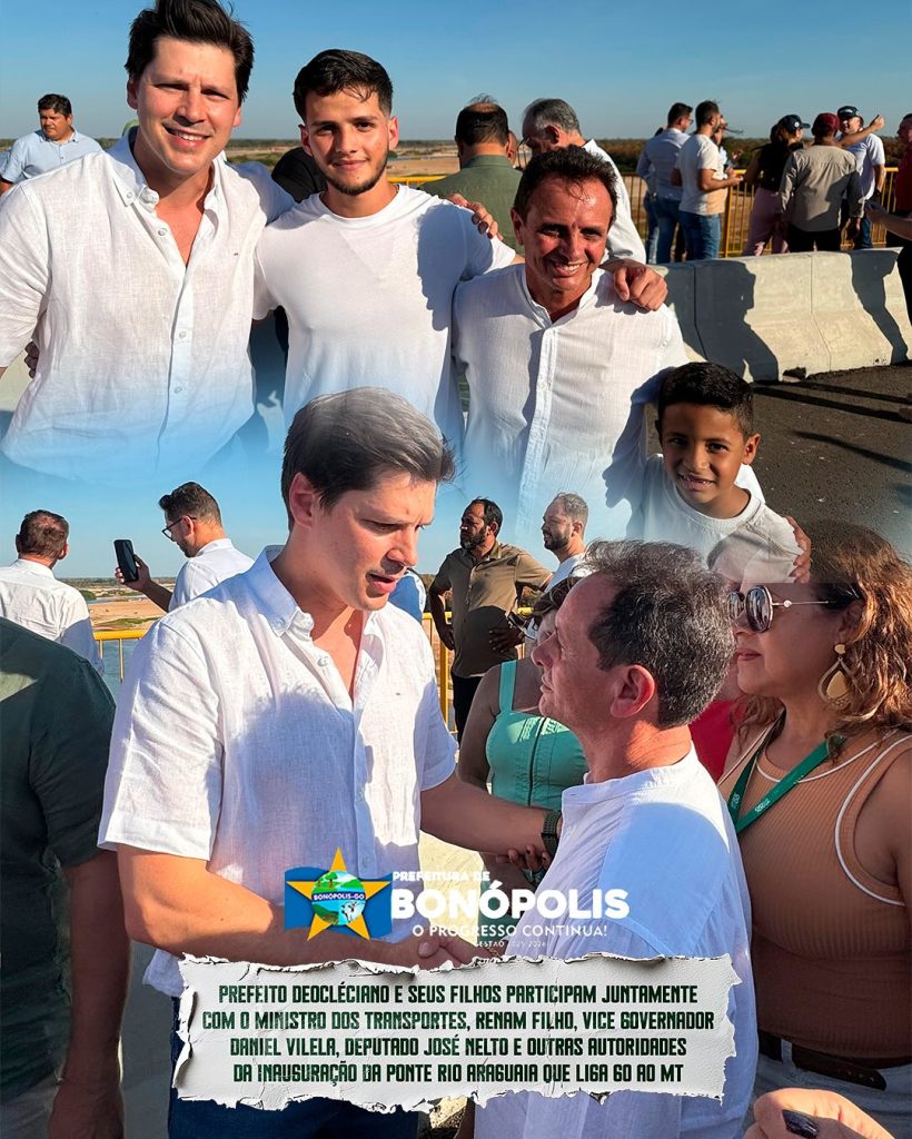 Presidente da Amunorte e prefeito de Bonópolis, Dioclécio Araújo, acompanha ministro Renan Filho em vistoria à ponte sobre o Rio Araguaia