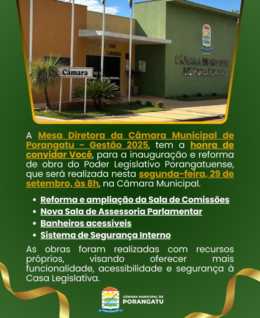 Obras no Legislativo de Porangatu marcam novo ciclo de modernização Obras no Legislativo de Porangatu marcam novo ciclo de modernização