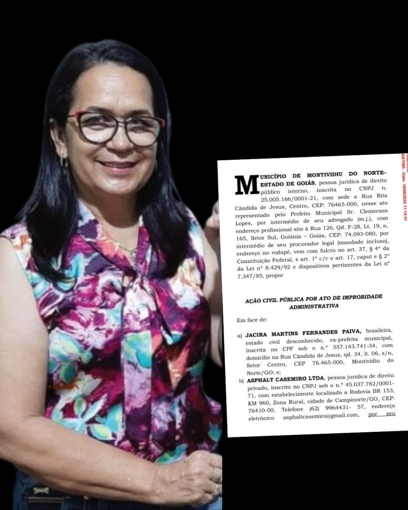 Ex-prefeita de Montividiu do Norte é acionada por improbidade após desvio de mais de R$ 1 milhão em obras não concluídas