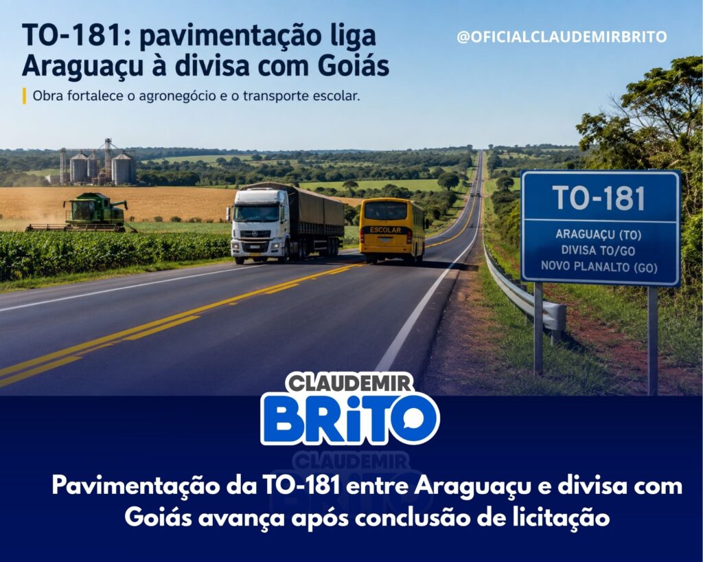 Pavimentação da TO-181 e GO-154 entre Araguaçu e divisa com Goiás avança após conclusão de licitação